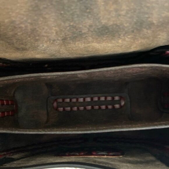 Halikarnas Leather Shoulder Bag Purse Red Removable Braided Strap Boho - Picture 5 of 9